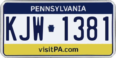 PA license plate KJW1381