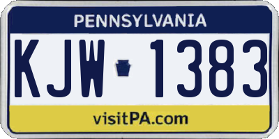 PA license plate KJW1383