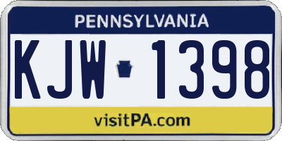 PA license plate KJW1398