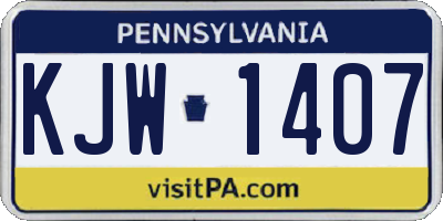 PA license plate KJW1407