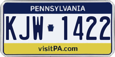 PA license plate KJW1422
