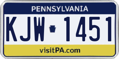 PA license plate KJW1451
