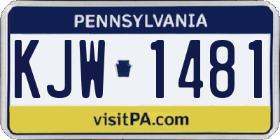PA license plate KJW1481