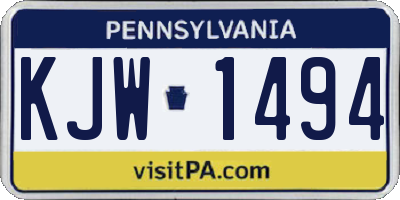 PA license plate KJW1494