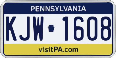PA license plate KJW1608