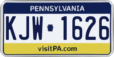 PA license plate KJW1626