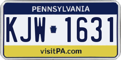 PA license plate KJW1631