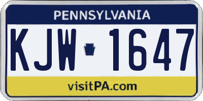 PA license plate KJW1647
