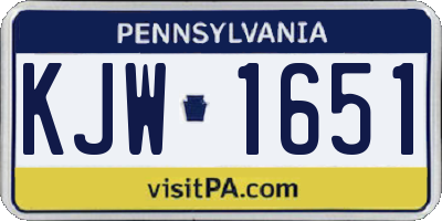 PA license plate KJW1651
