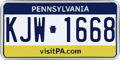 PA license plate KJW1668