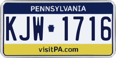 PA license plate KJW1716