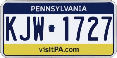 PA license plate KJW1727