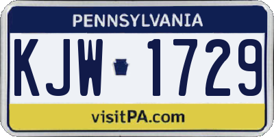 PA license plate KJW1729