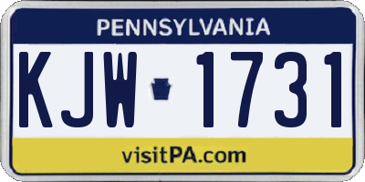 PA license plate KJW1731