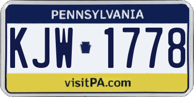 PA license plate KJW1778