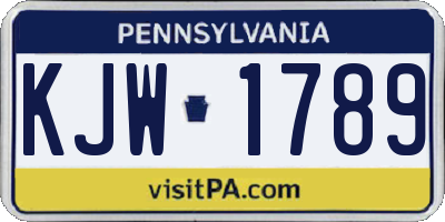 PA license plate KJW1789