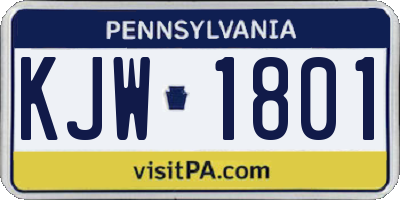PA license plate KJW1801