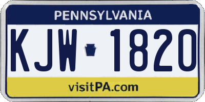 PA license plate KJW1820