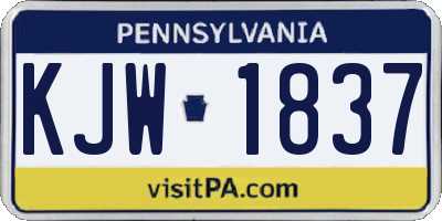 PA license plate KJW1837