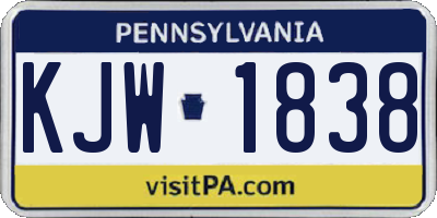 PA license plate KJW1838