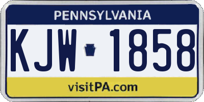 PA license plate KJW1858
