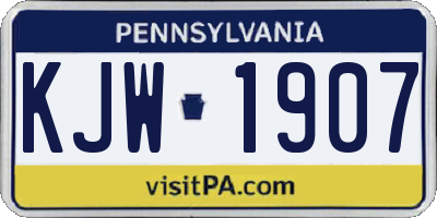 PA license plate KJW1907