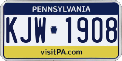 PA license plate KJW1908