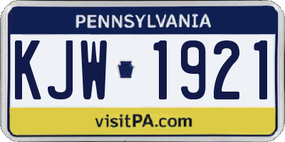 PA license plate KJW1921