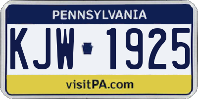 PA license plate KJW1925