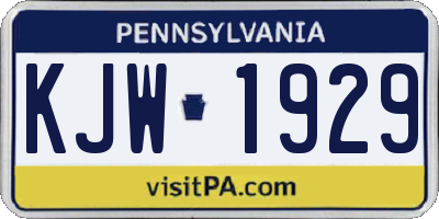 PA license plate KJW1929
