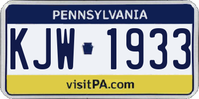 PA license plate KJW1933