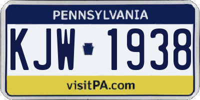 PA license plate KJW1938
