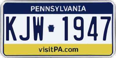 PA license plate KJW1947