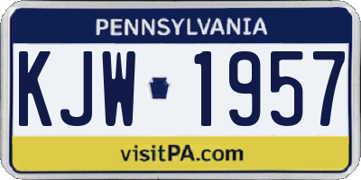 PA license plate KJW1957