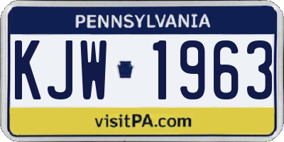 PA license plate KJW1963