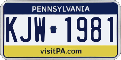 PA license plate KJW1981
