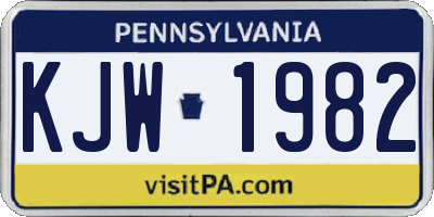 PA license plate KJW1982