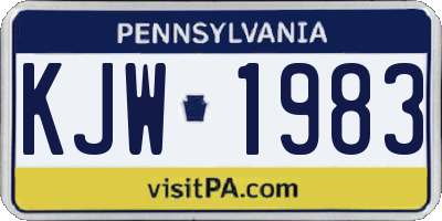 PA license plate KJW1983