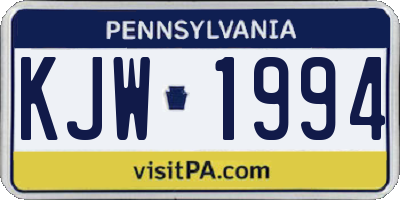 PA license plate KJW1994