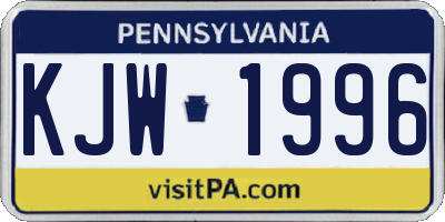 PA license plate KJW1996