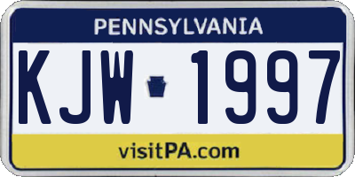 PA license plate KJW1997
