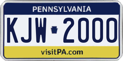 PA license plate KJW2000