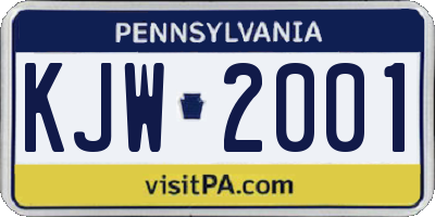 PA license plate KJW2001