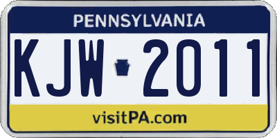 PA license plate KJW2011