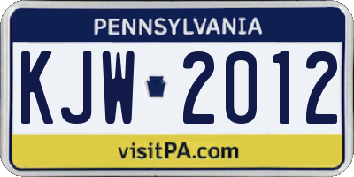 PA license plate KJW2012