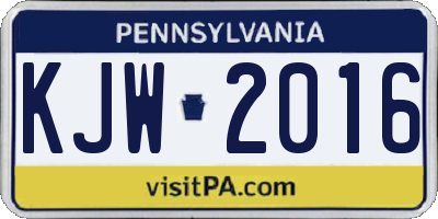 PA license plate KJW2016