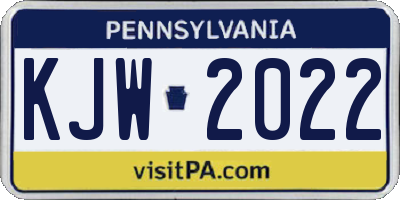 PA license plate KJW2022