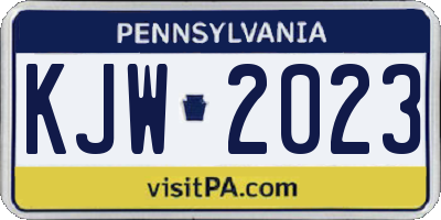 PA license plate KJW2023