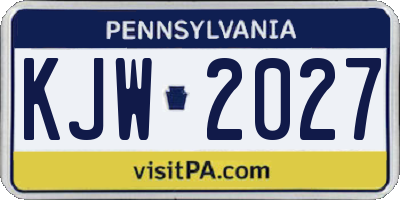 PA license plate KJW2027