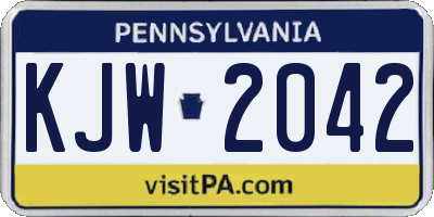 PA license plate KJW2042